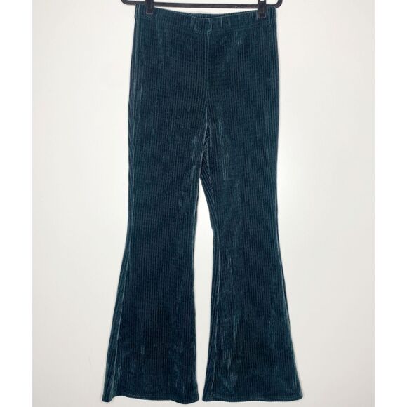 New Chaser Corduroy Velour High Waist Pull On Flare Pants Women's Size Large - Picture 1 of 7